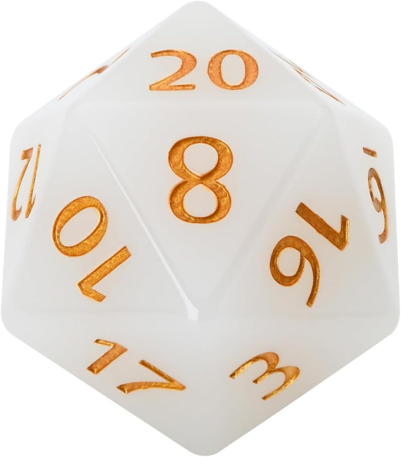 CSITORWWE 55mm Giant D20 Dice,20 Sided Resin Dice with Velvet Pouch, Titan Polyhedral Dice for TTRPG Tabletop Gaming,Dungeon Masters,RPG Adventures(Translucent White) - Image 3